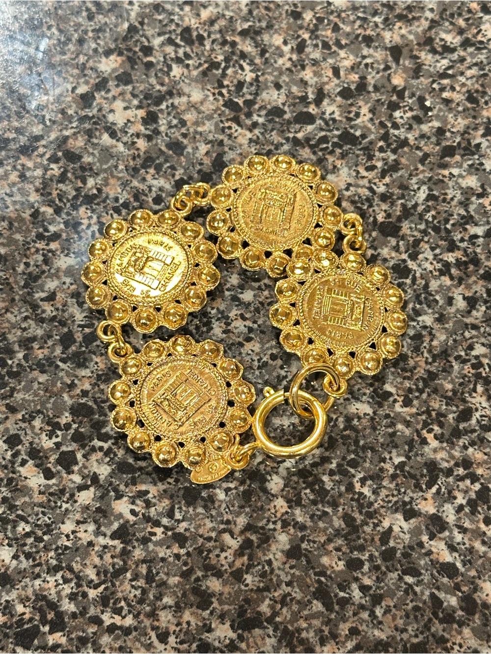 Vintage CHANEL 31 Rue Cambon Medallion Coin Link Bracelet